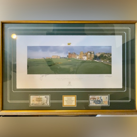 PATRICK DRICKEY SIGNED FRAMED PRINT GOLF JACK NICKLAUS ST. ANDREWS 2005 OPEN - Picture 1 of 15